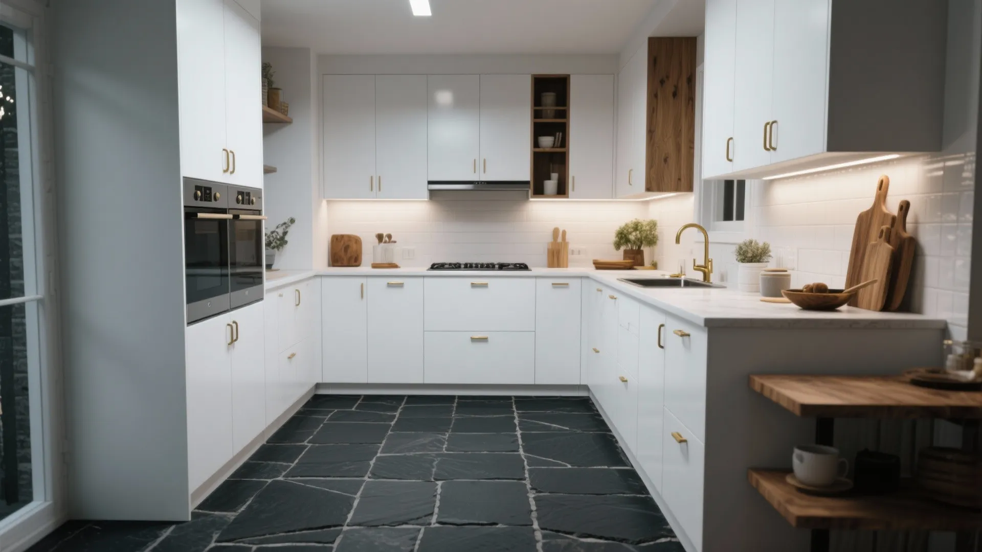 5. Dark slate or charcoal tiles