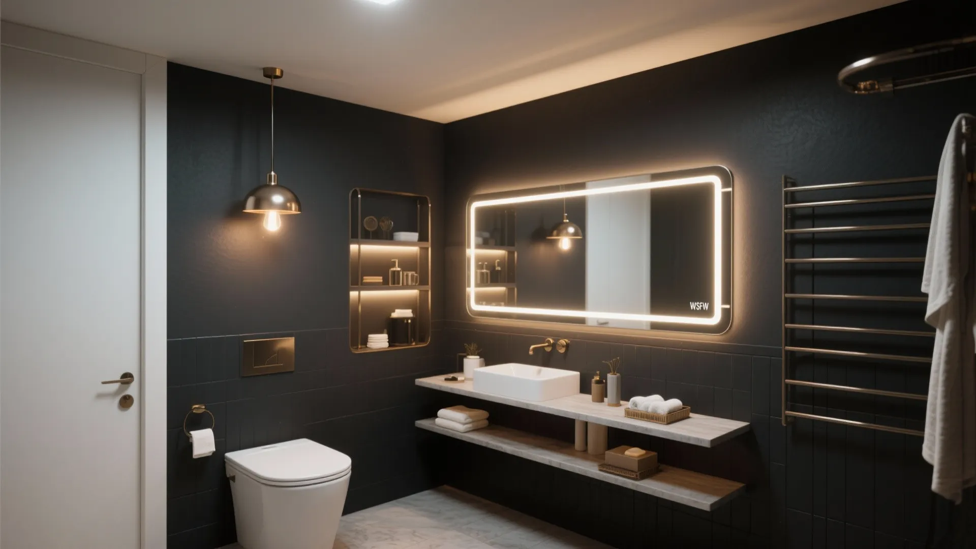 Charcoal Walls with Soft Lighting