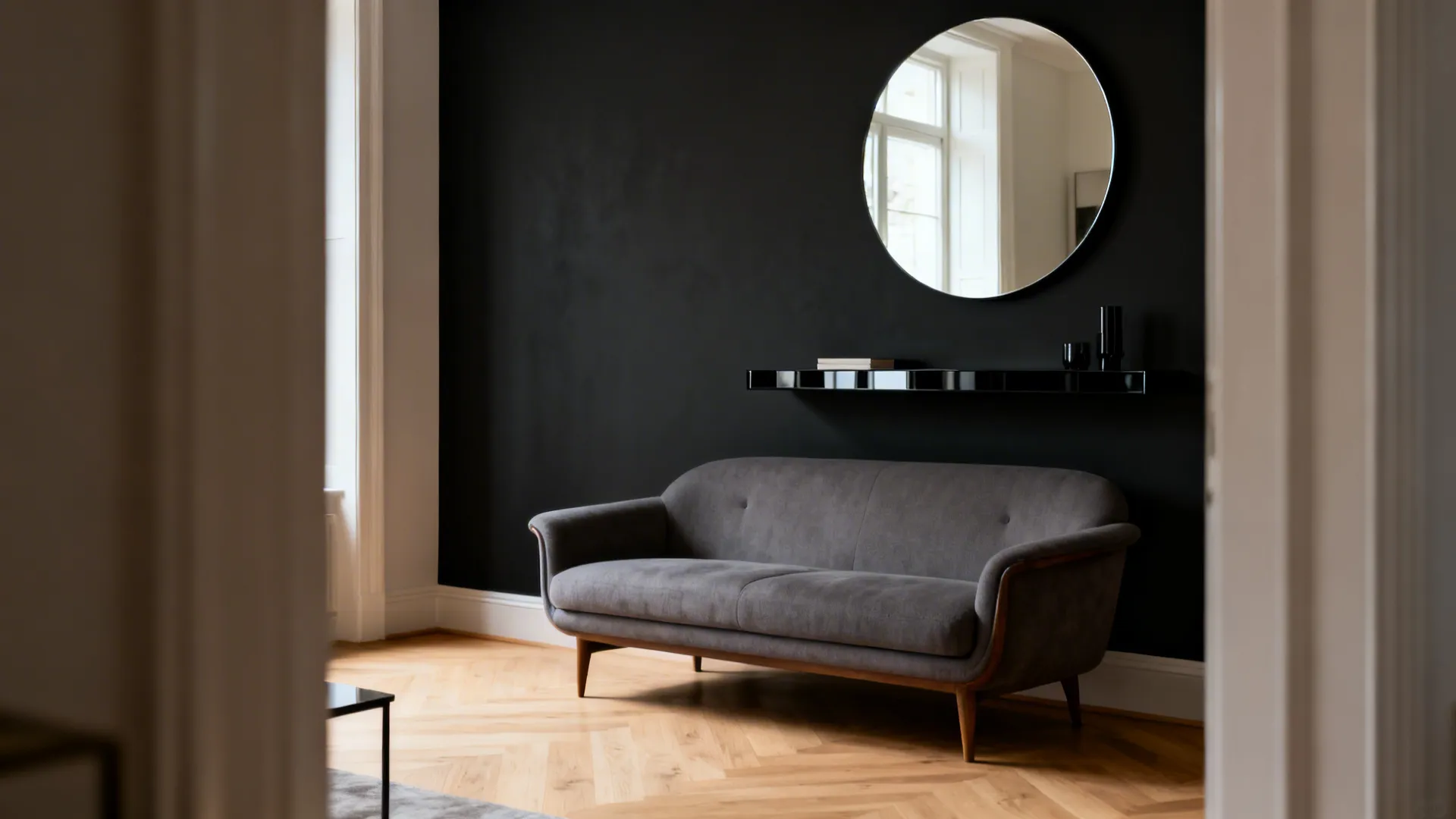 1. Anchor with a charcoal statement wall