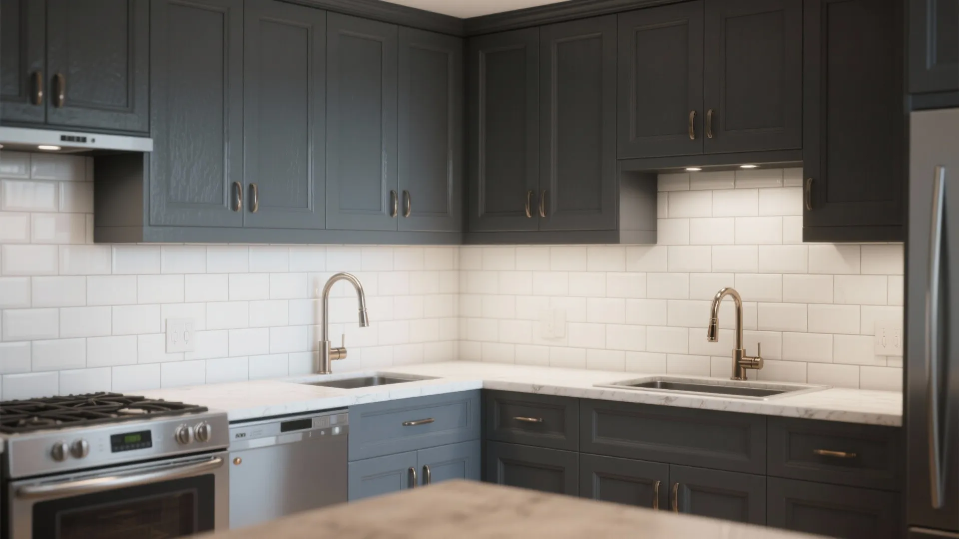 4. Charcoal Gray with Subway Tile
