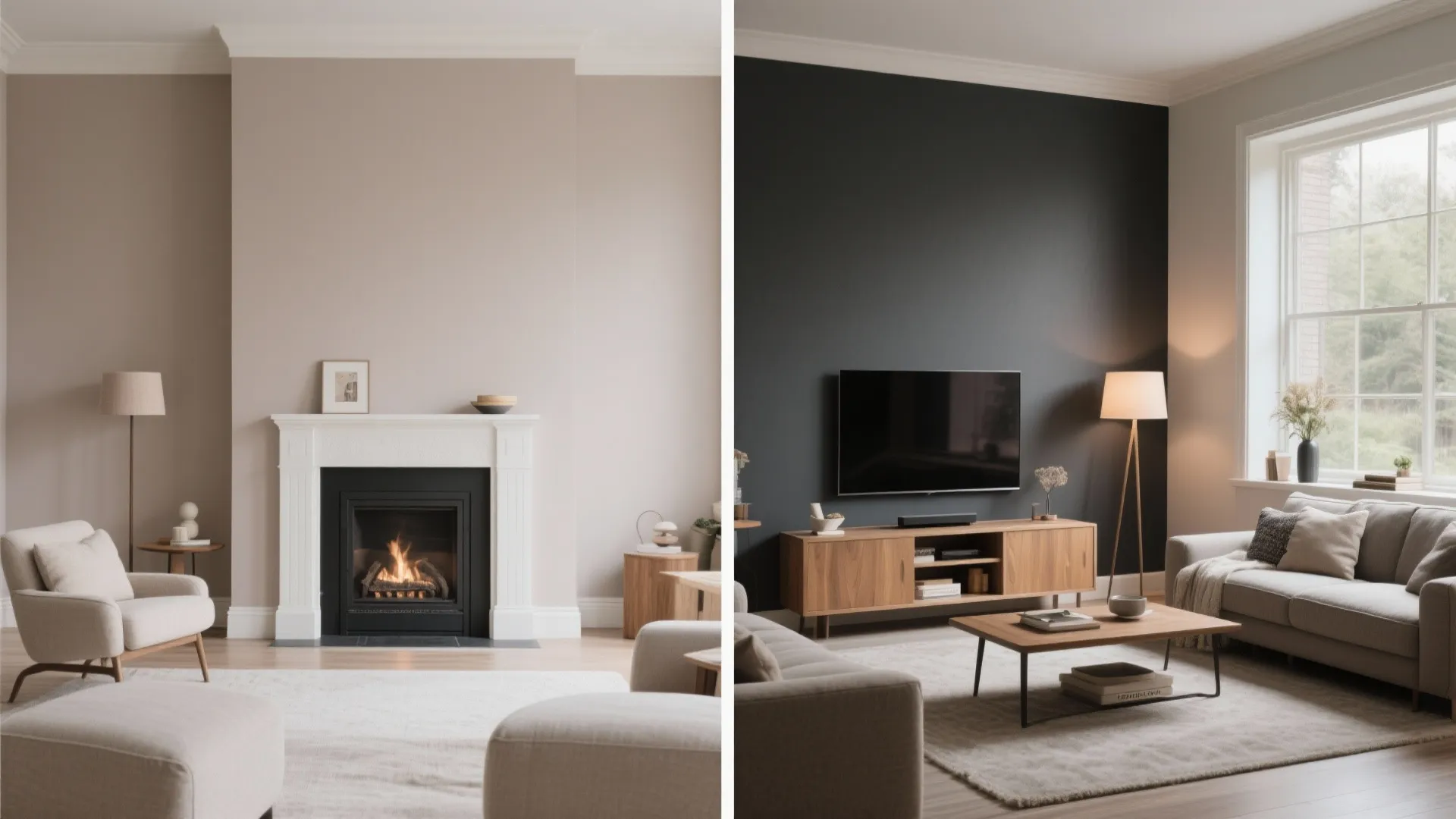 Idea 4: Charcoal Feature + Pale Taupe Surround