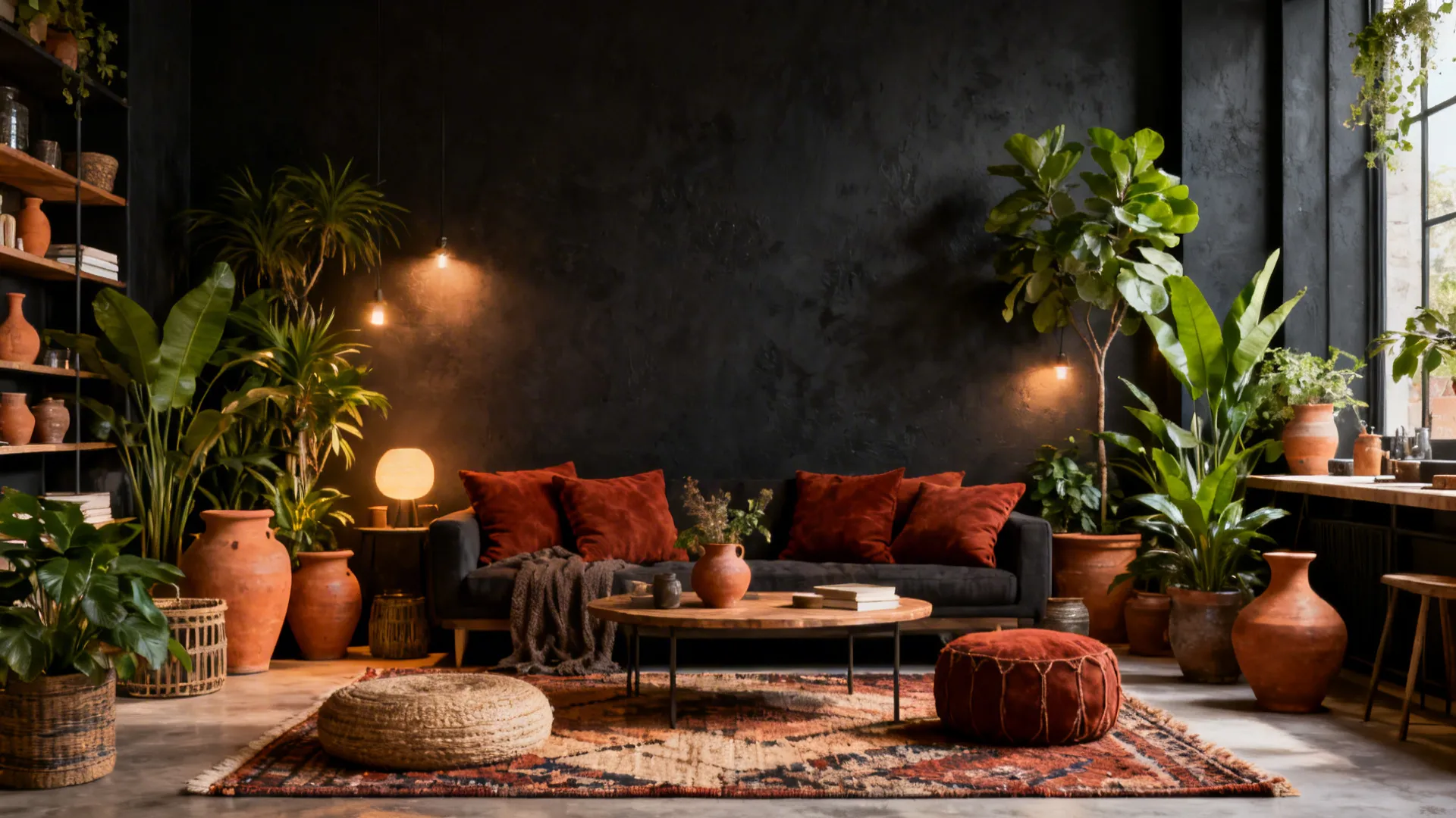 5. Warm Charcoal + Terracotta Accents