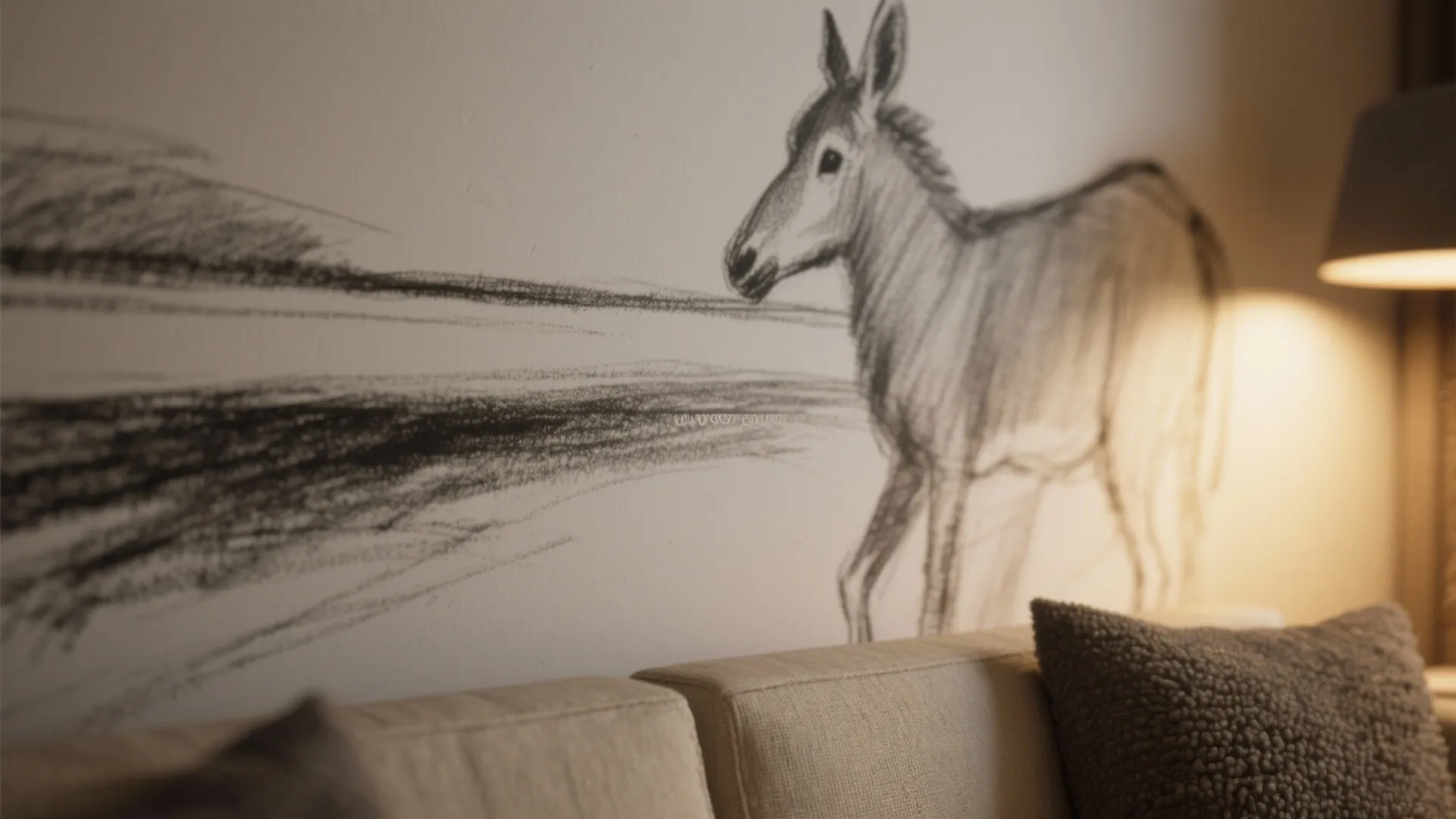 Textural Charcoal Sketch Wall