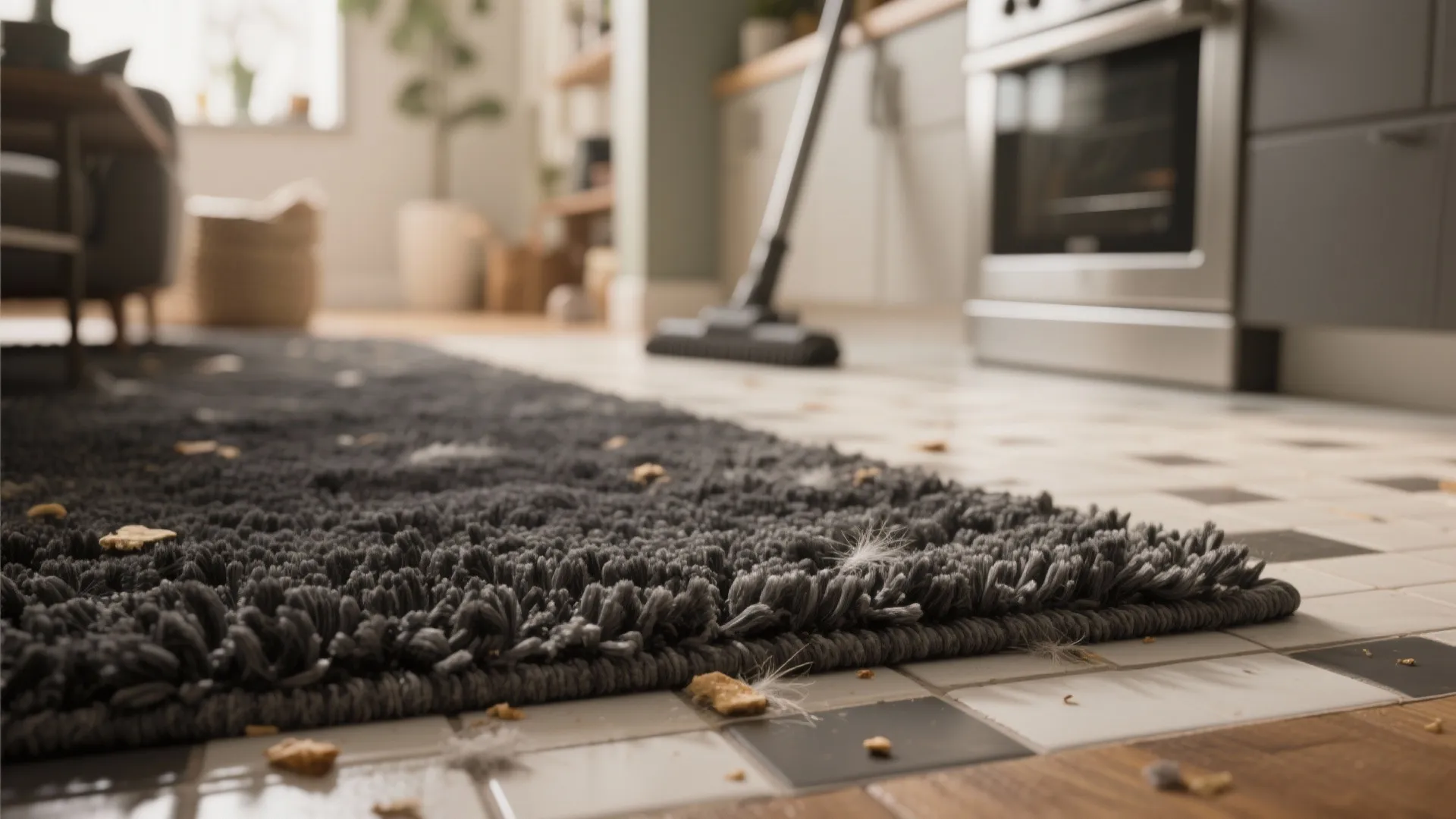 2. Choose textured charcoal to hide wear in high-traffic zones