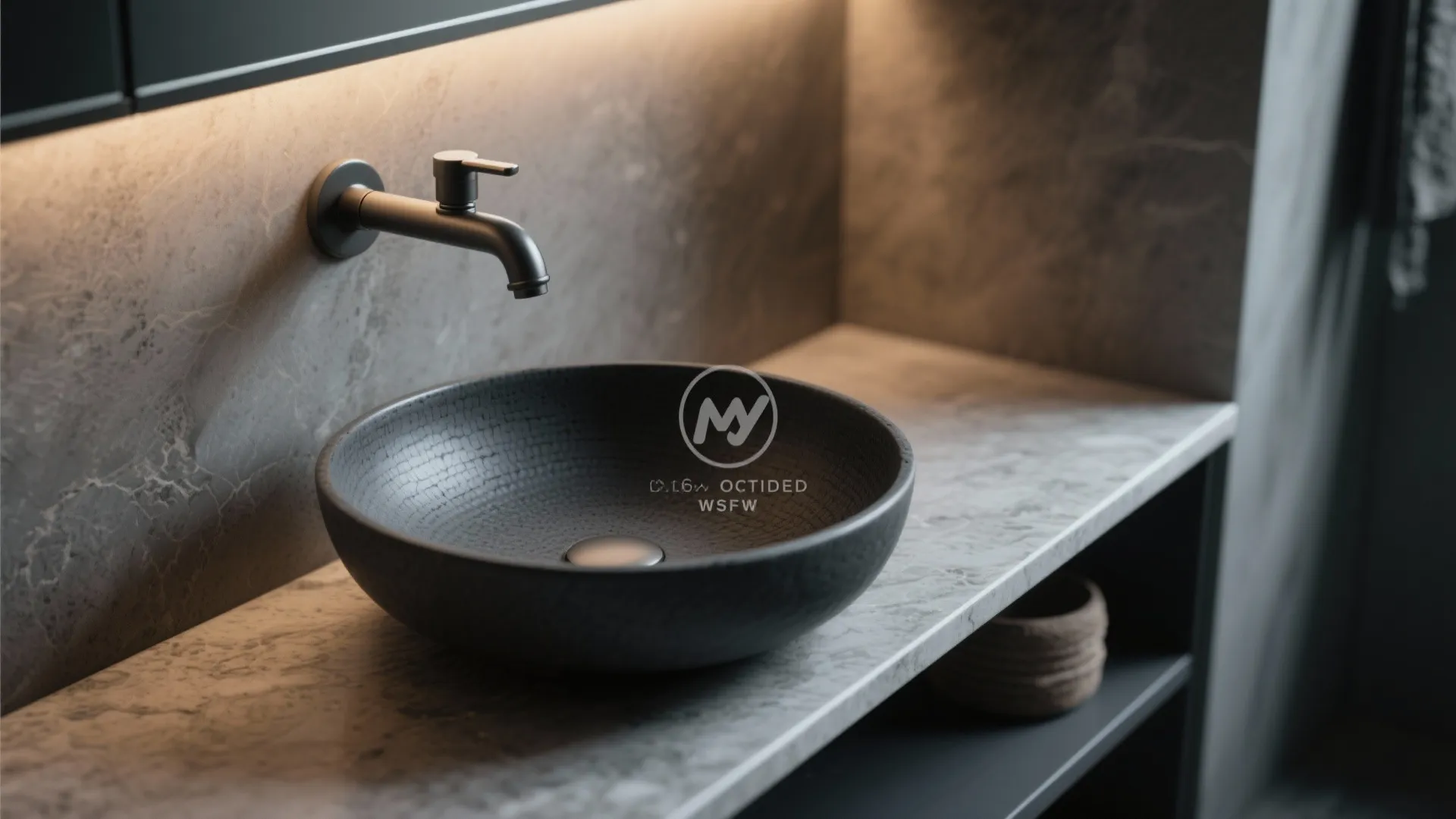 3: Vessel sink in charcoal for a focal point