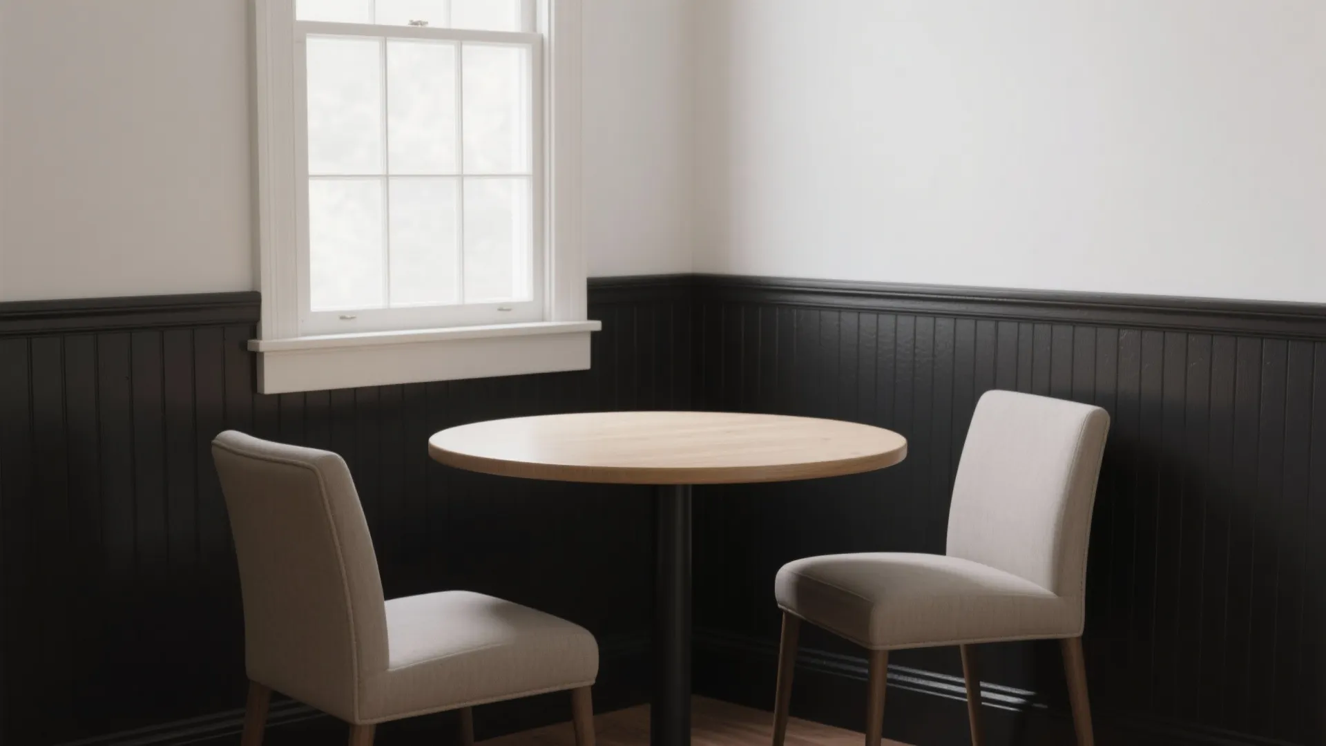 Black Wainscot, White Above: Balanced Classic