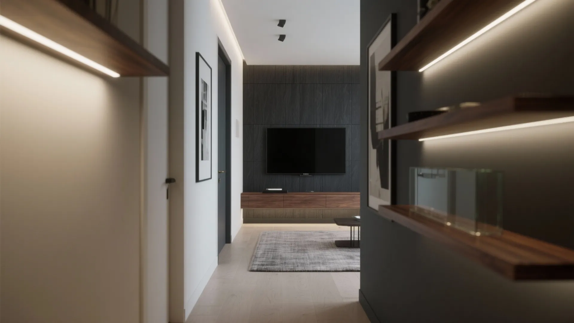 Charcoal Contrast with Warm Wood