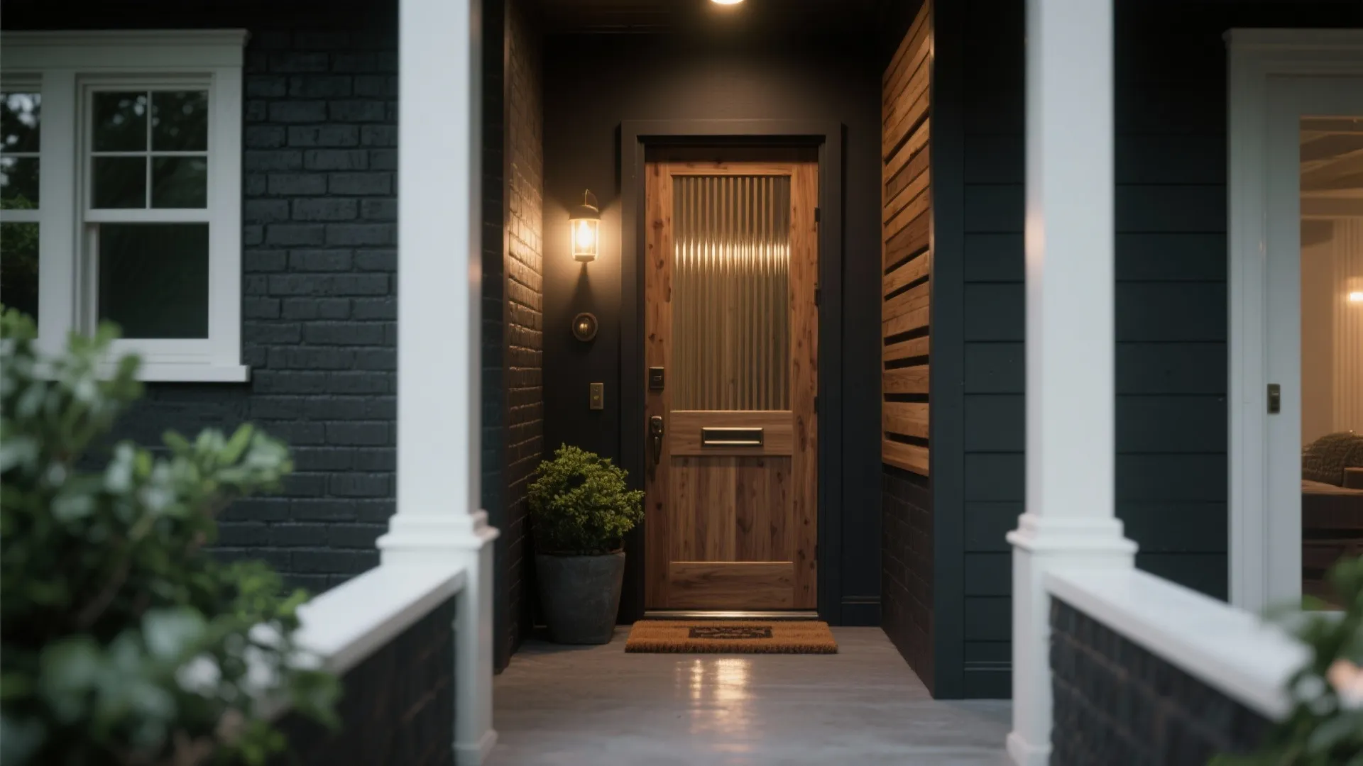 2. Deep Charcoal with Natural Wood Accents