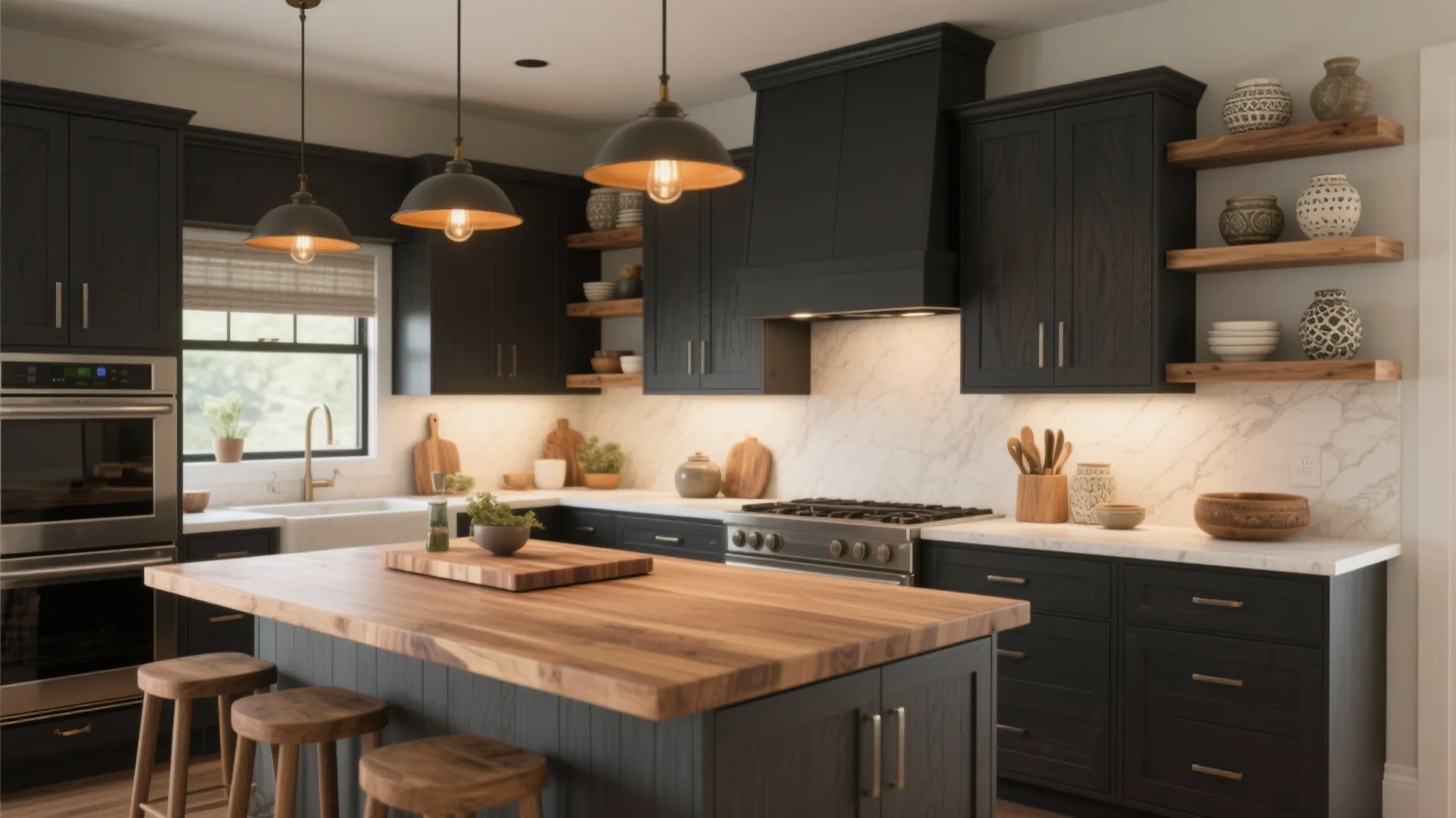 2. Add warm wood tones for balance