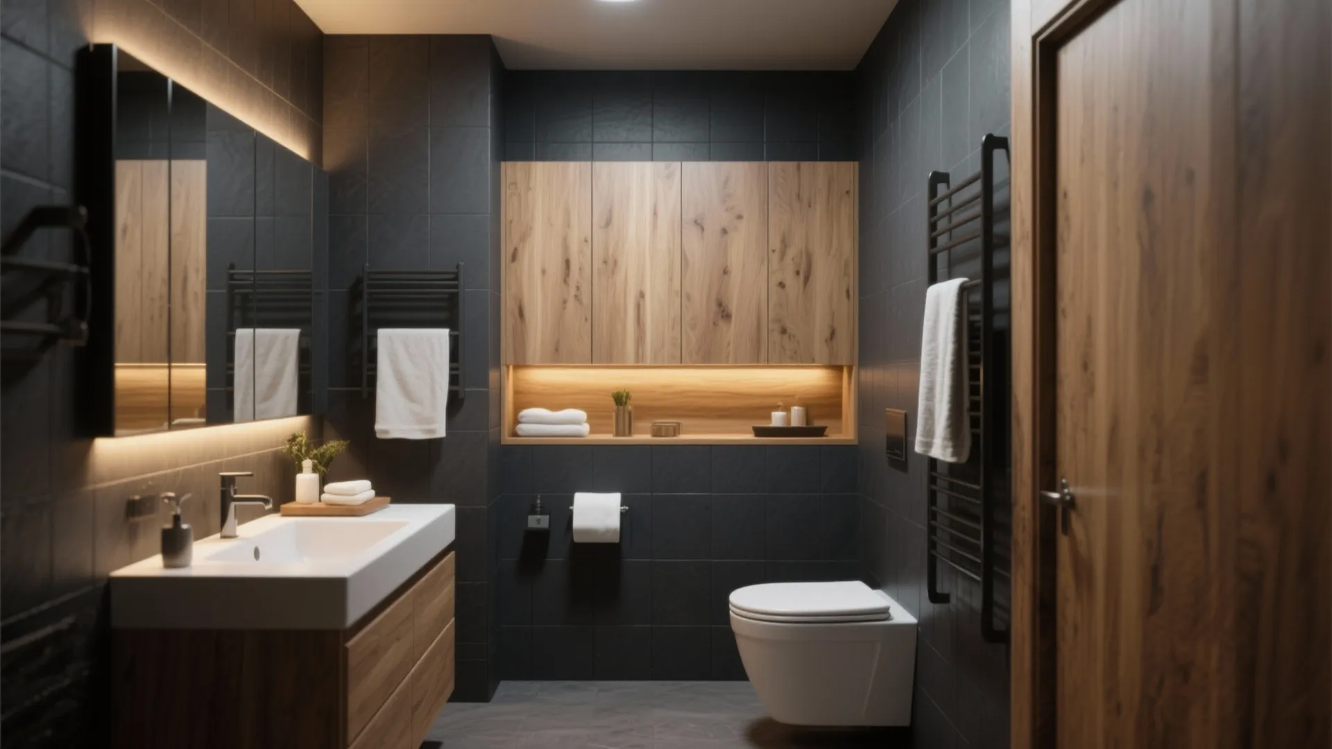 8. Charcoal and Wood Contrast