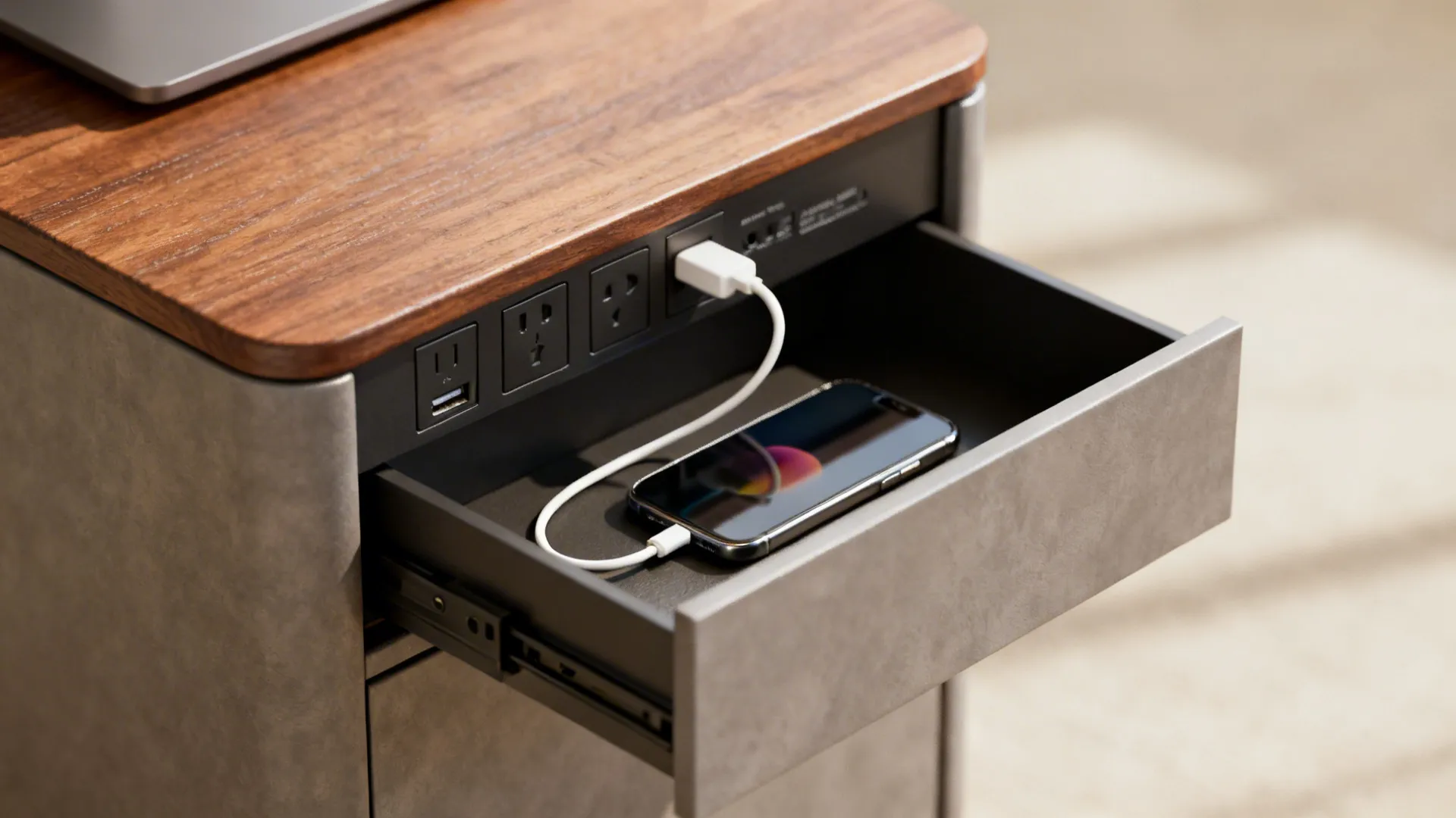 5. Multi-Function End Table with Charging Station