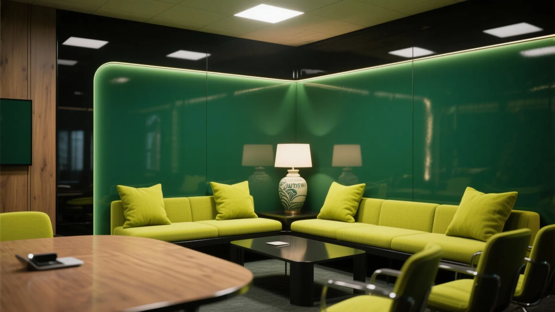 5. High-Contrast Trim and Pops of Chartreuse