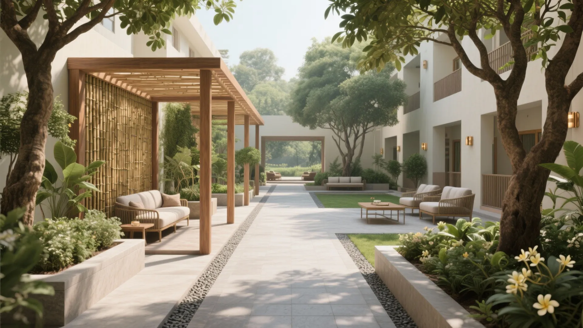 Biophilic courtyards and calming daylight