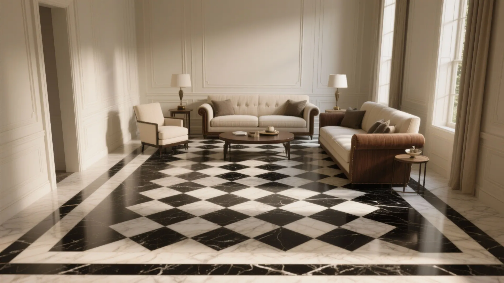 Classic Checkerboard Granite with a Slim Border