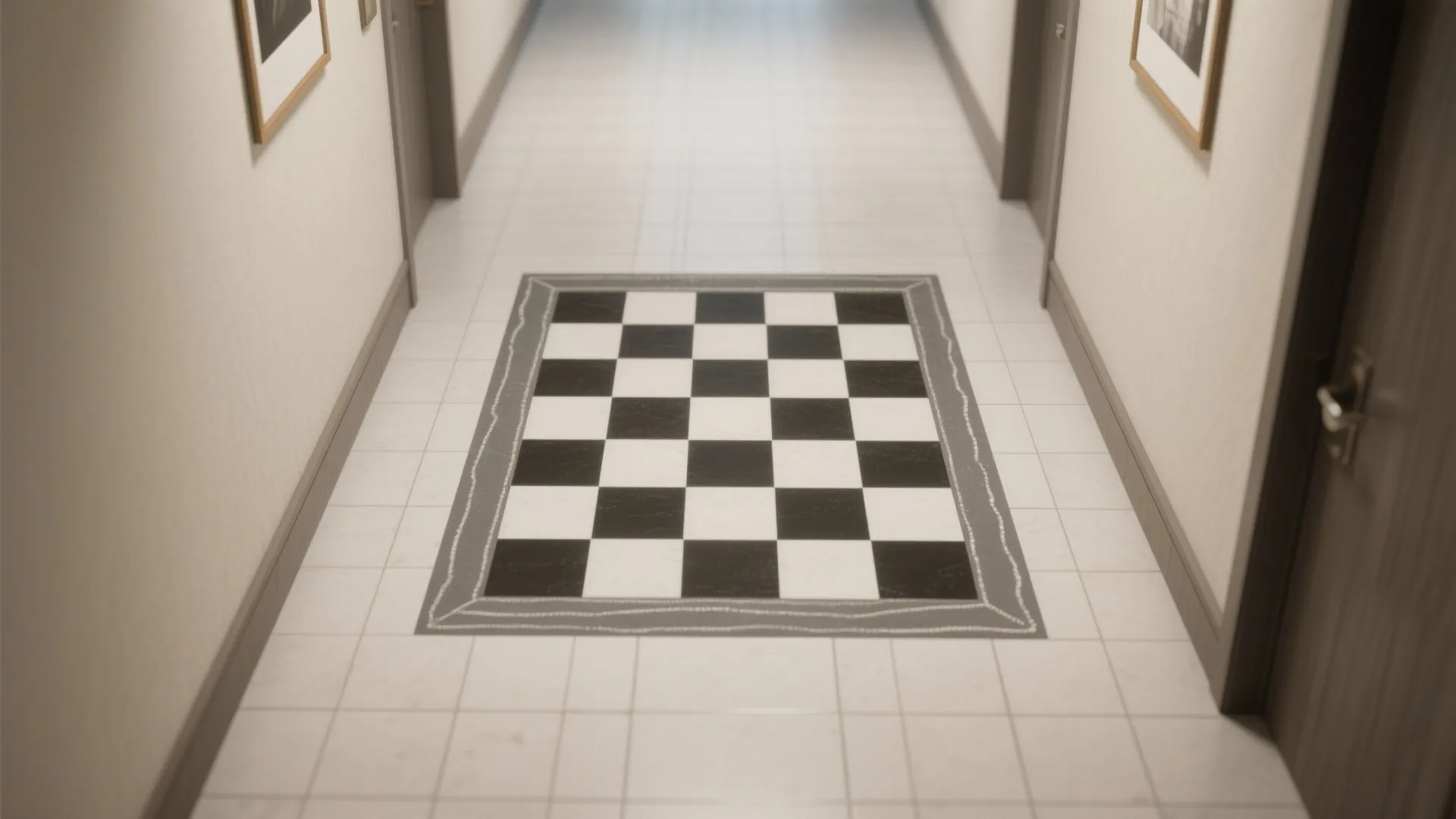 Picture-frame checkerboard “runner”