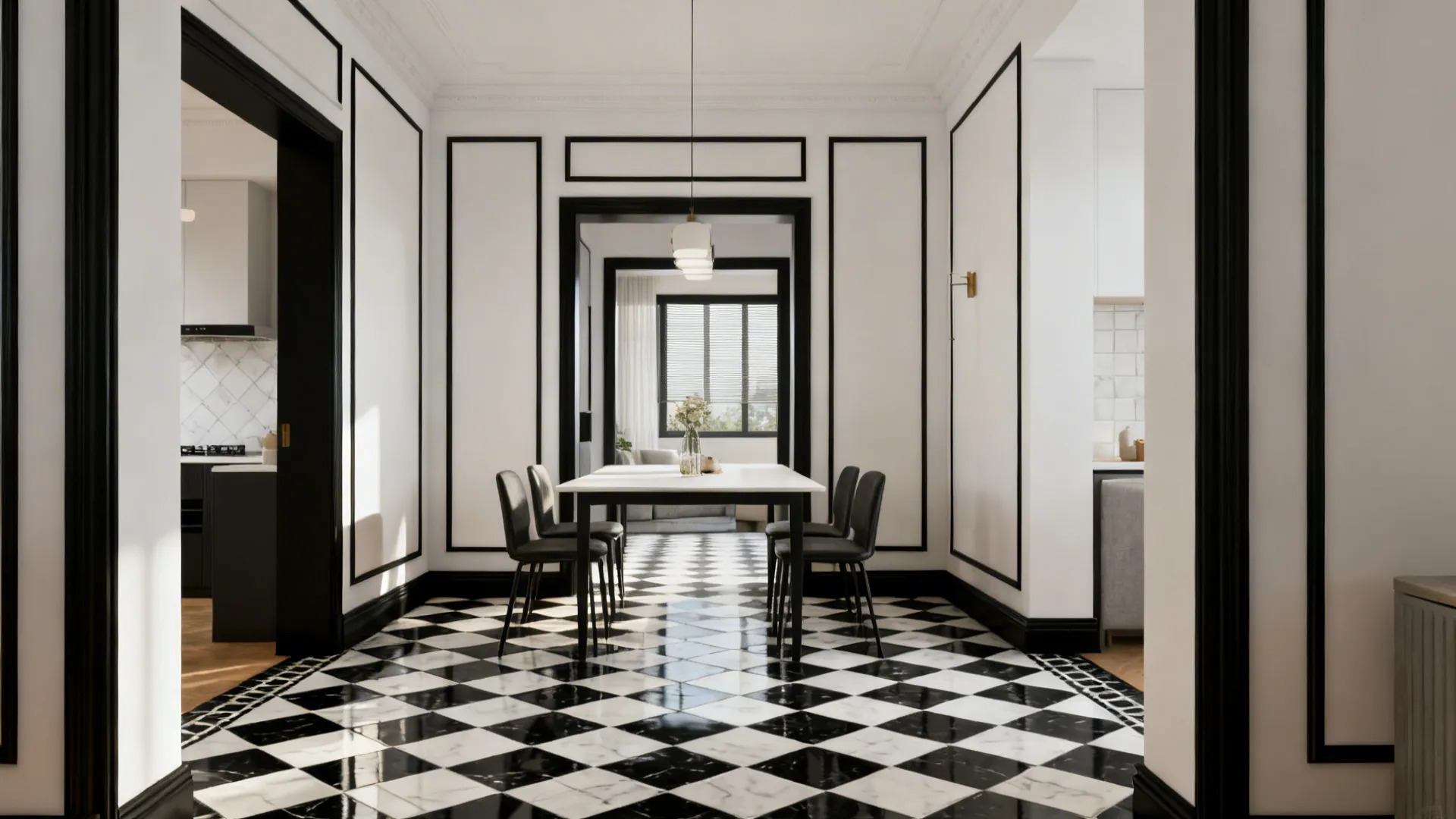 2. Checkerboard Floor for Retro Flair