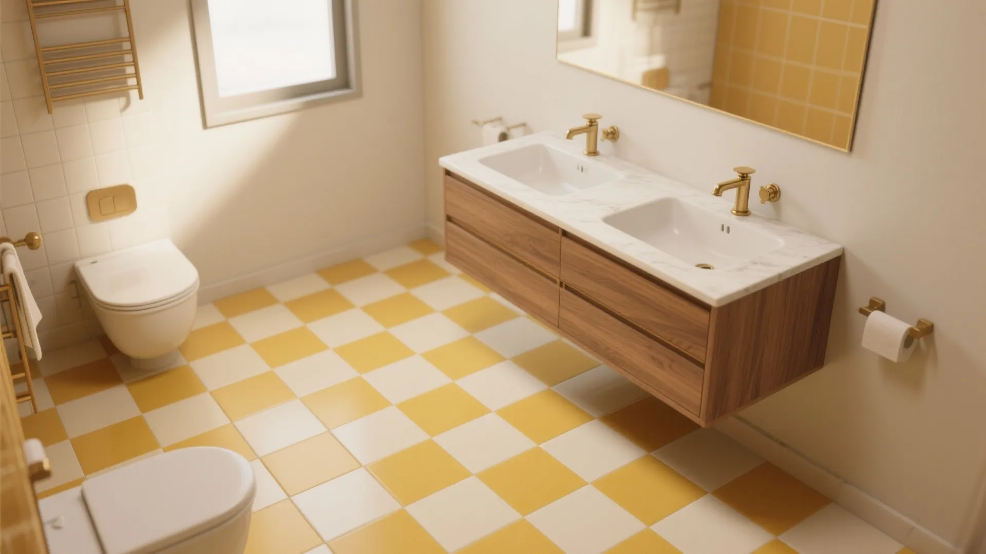 Pattern Play: Mustard-and-Cream Checkerboard Floor