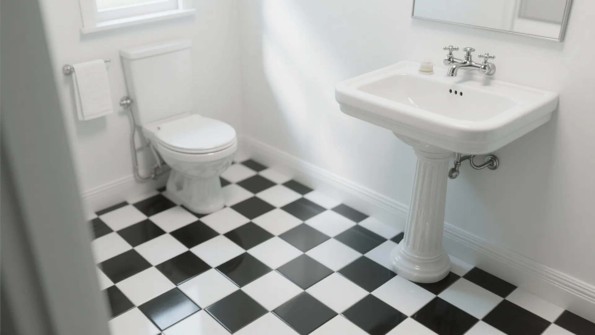 1. Classic checkerboard floor