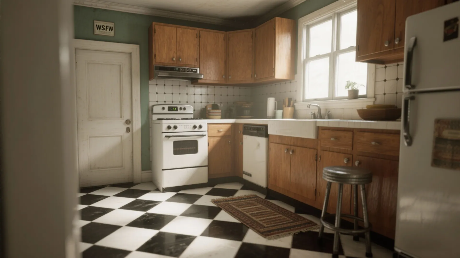 2. Checkerboard Floor for Retro Flair