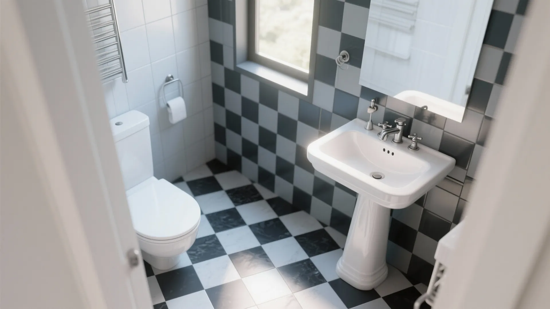 4. Checkerboard with charcoal and light grey