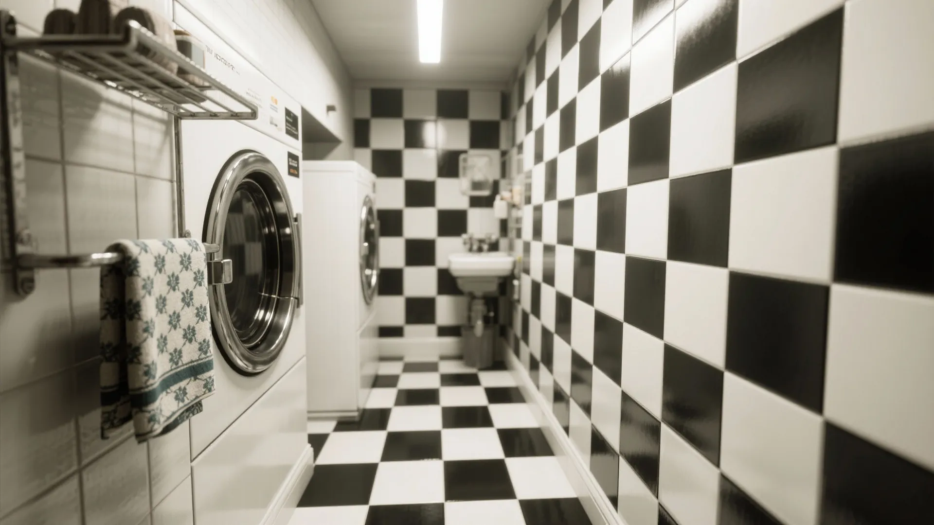 2. Checkerboard or Geometric Vinyl Tiles for Retro Charm