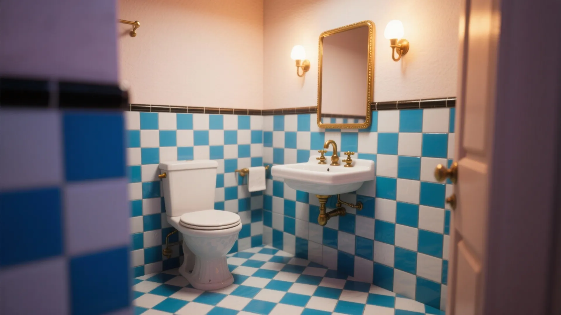 4. Checkerboard Blue & White for Retro Vibe