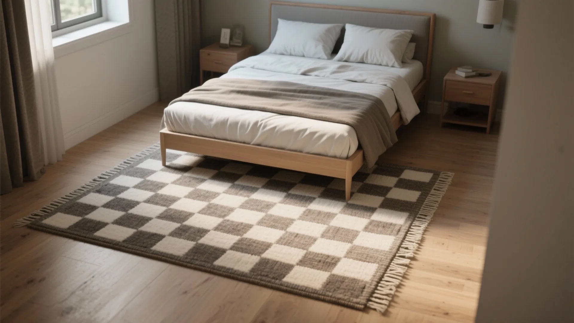 2. Checkerboard and Graphic Rugs