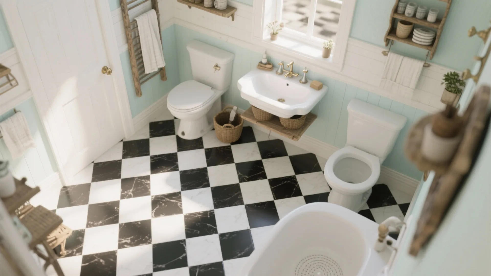 6. Checkered Floor Tiles