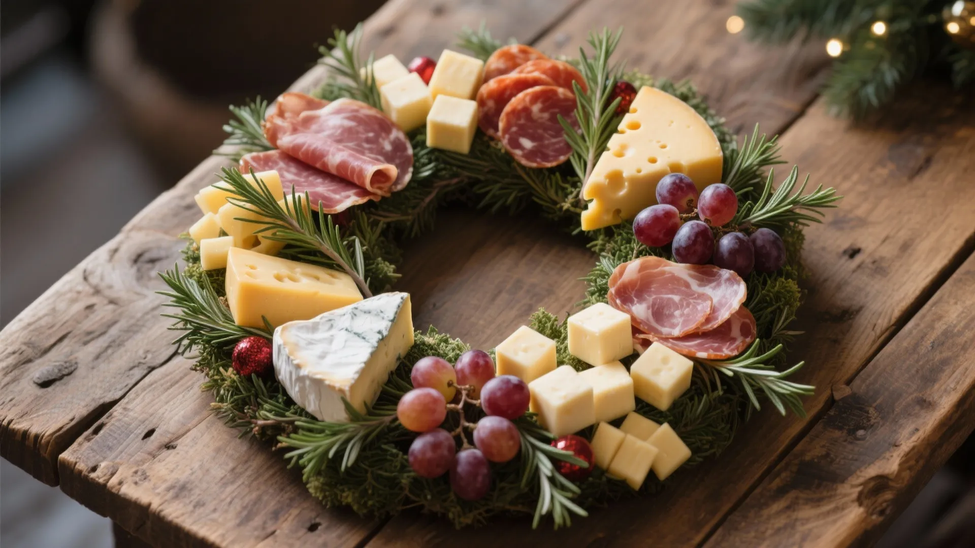 2. Cheese and Charcuterie Wreath