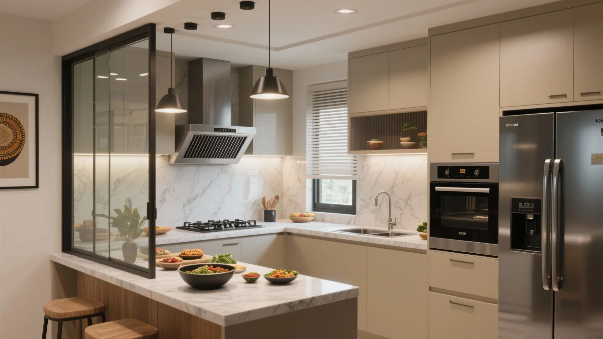 Chef-forward modular kitchen with Hyderabad-friendly ventilation
