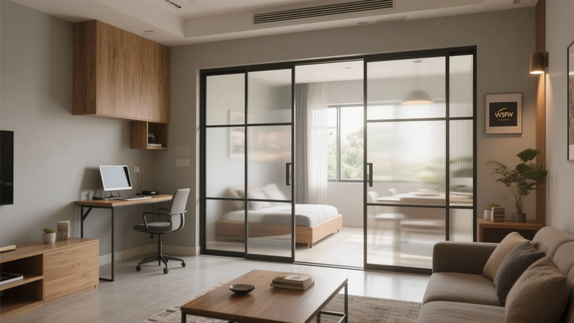 Sliding partitions for a living-dining that flexes for WFH or guests