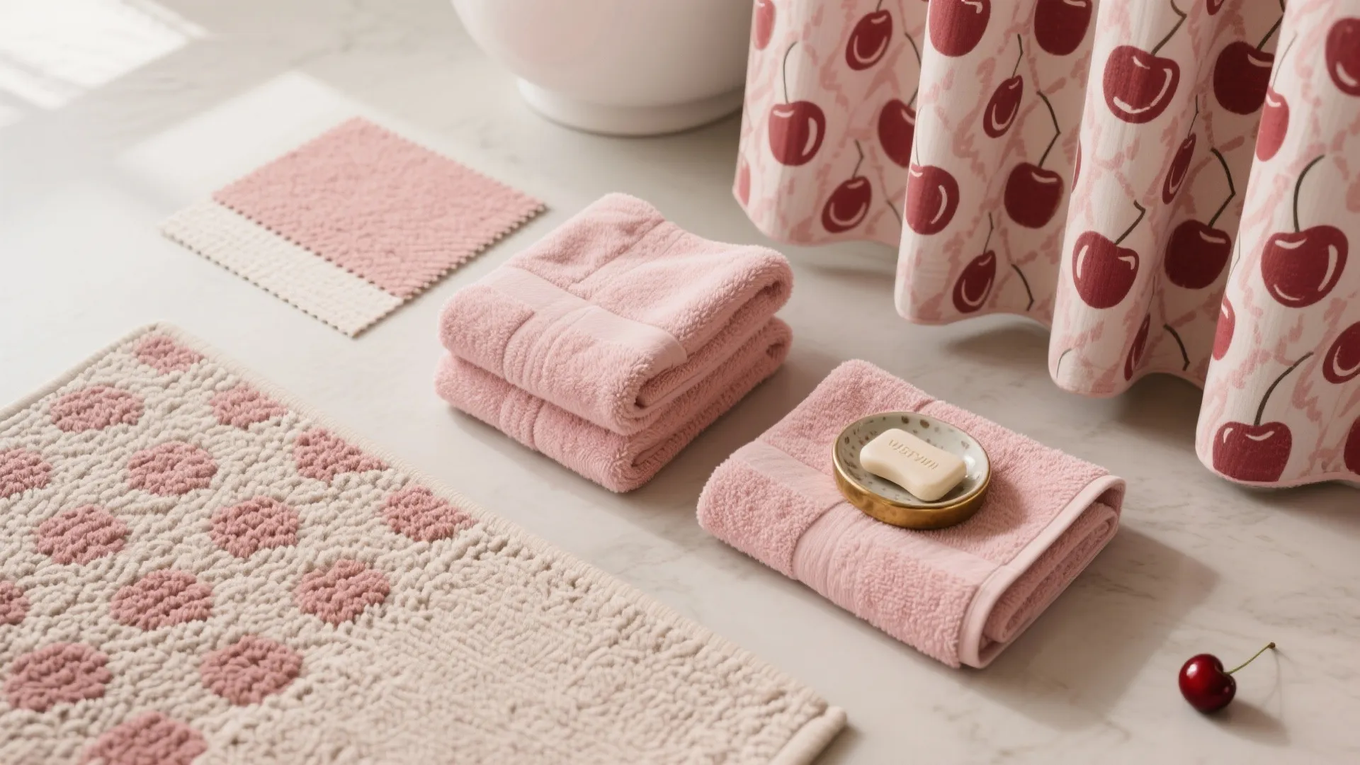 4. Subtle Cherry Accessories and Textiles