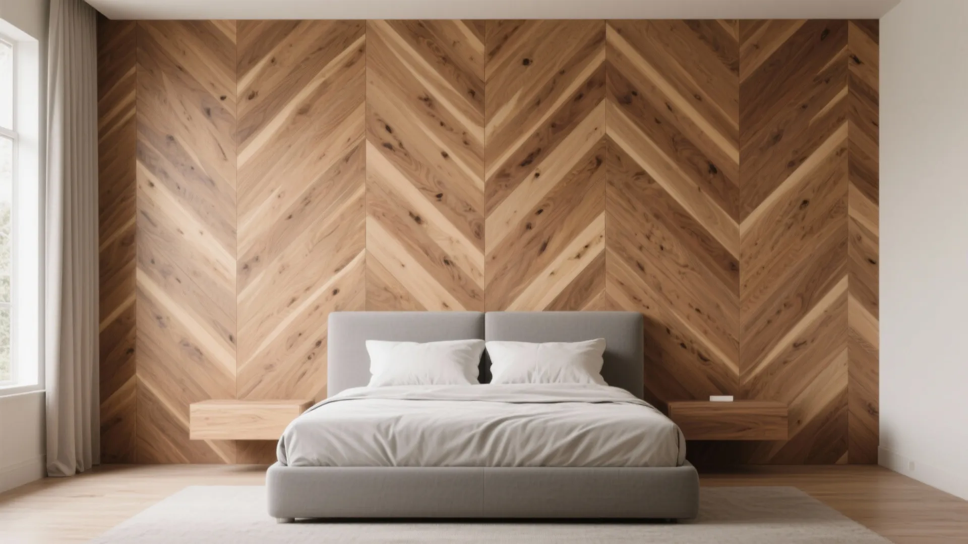 Chevron or Herringbone Wood Feature Wall
