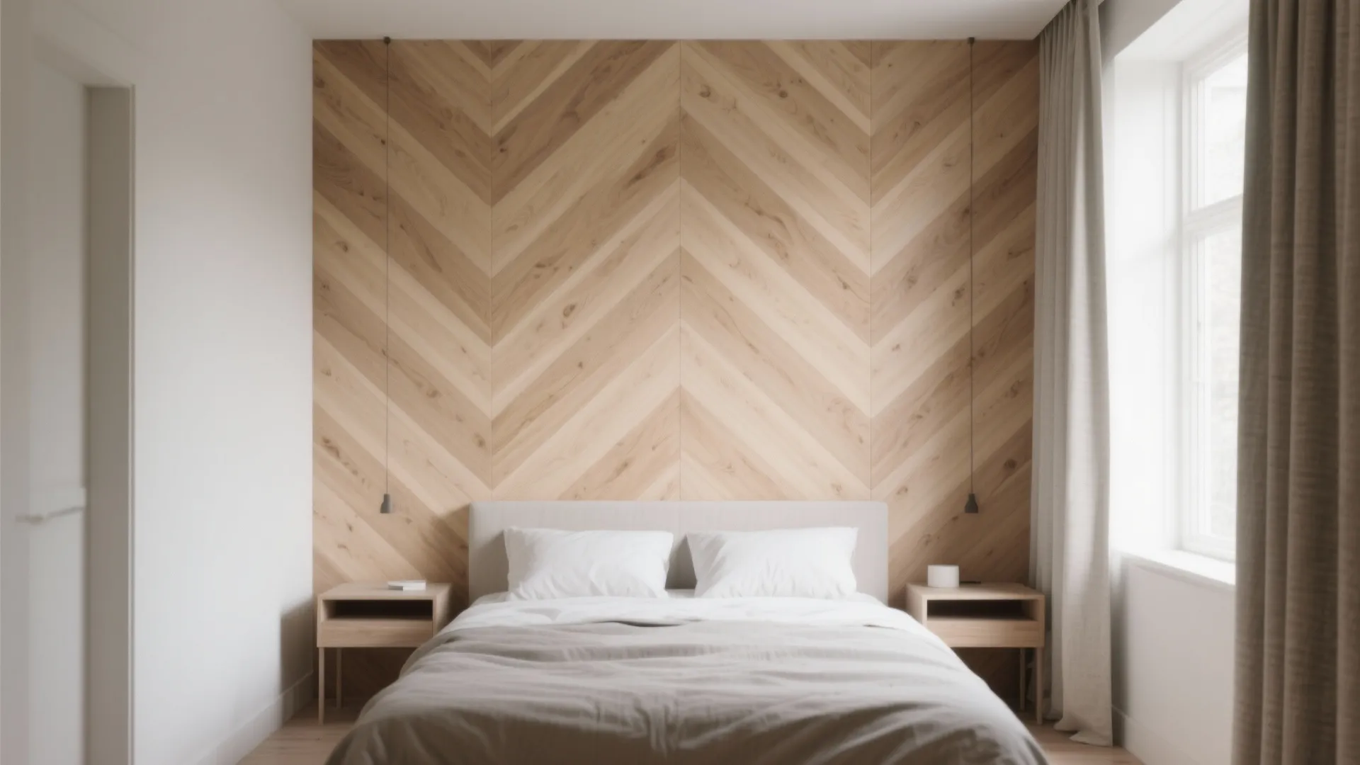 Chevron Oak Veneer for Visual Width