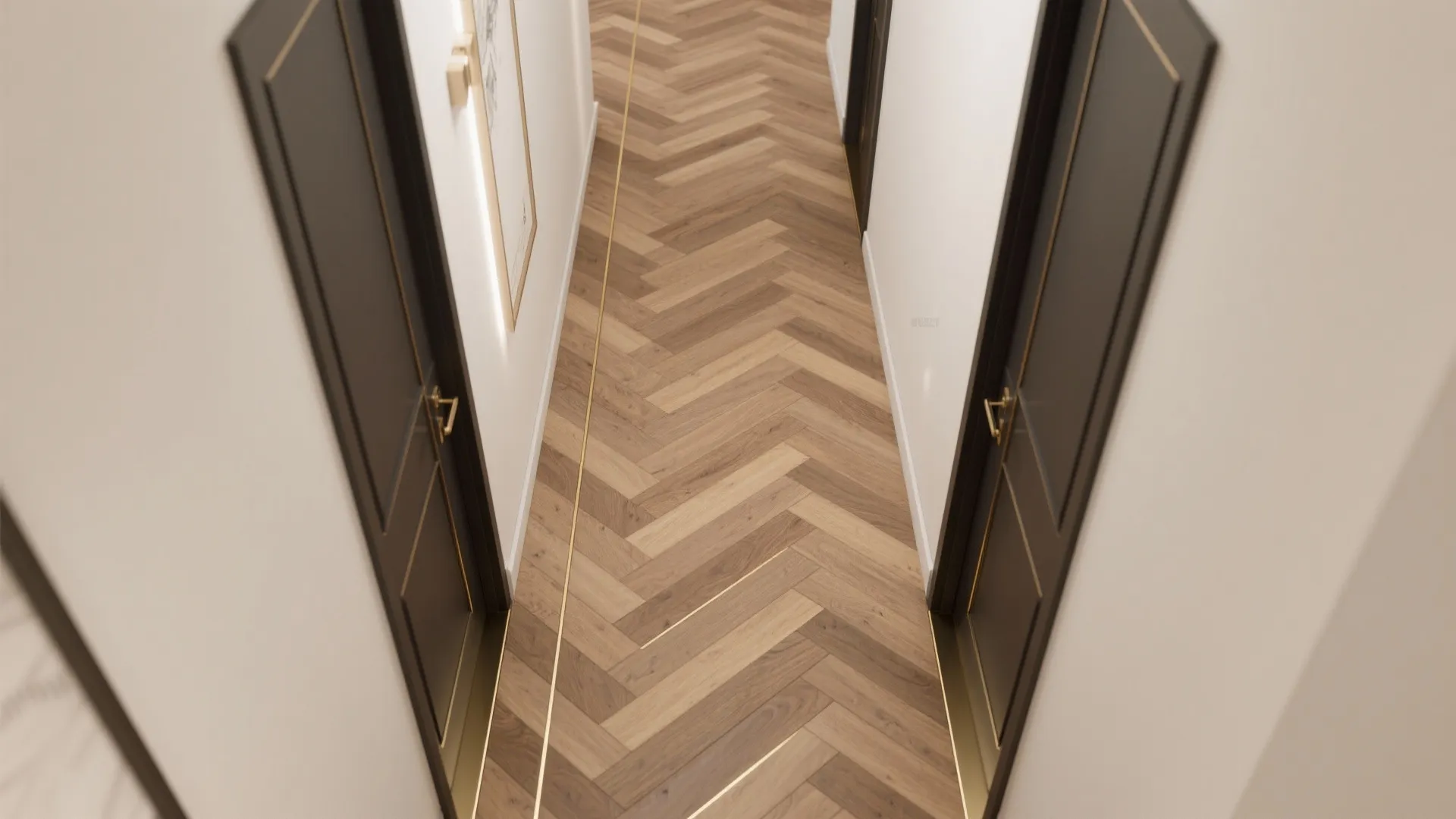 Chevron Engineered Wood to Stretch Narrow Halls