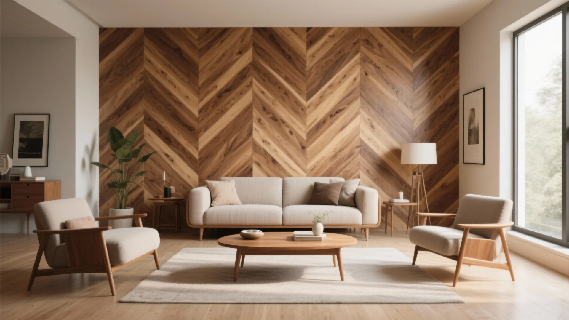 Chevron Pattern Wood Wall