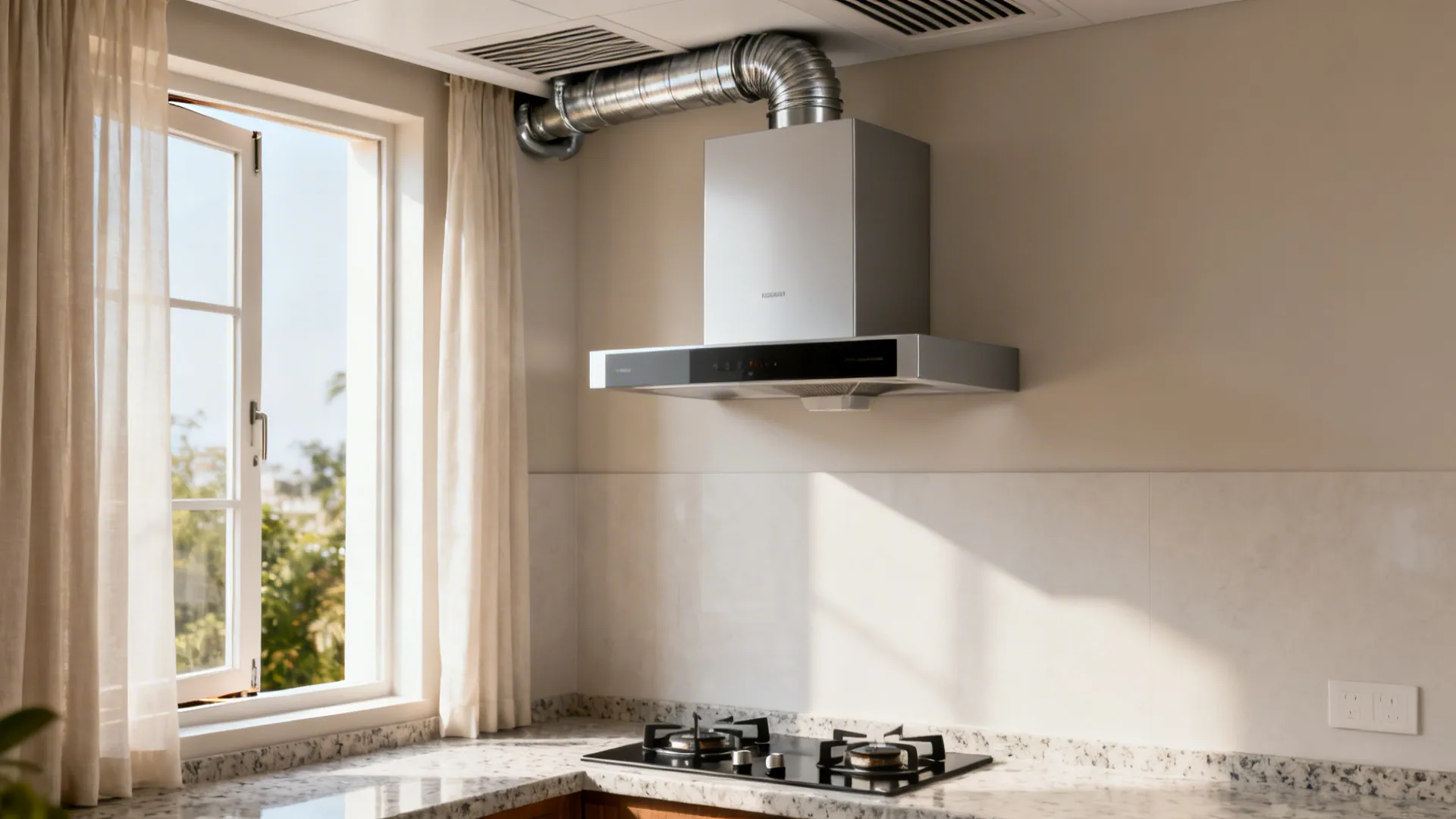 High-suction chimney + cross ventilation