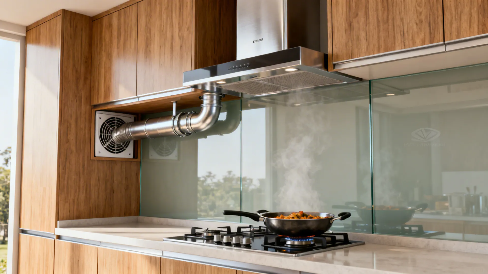 Ducted chimney + exhaust fan combo for heavy frying