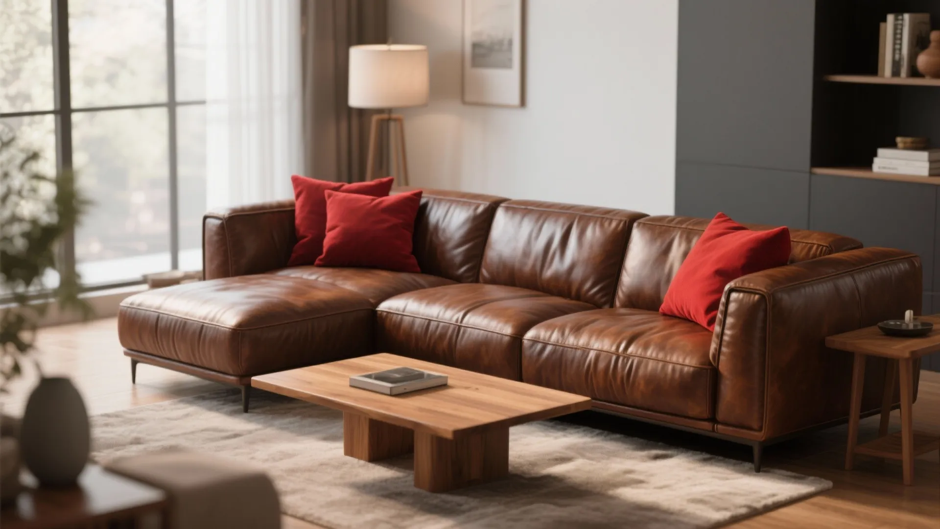 2. Leather Sofa in Rich Chocolate Brown