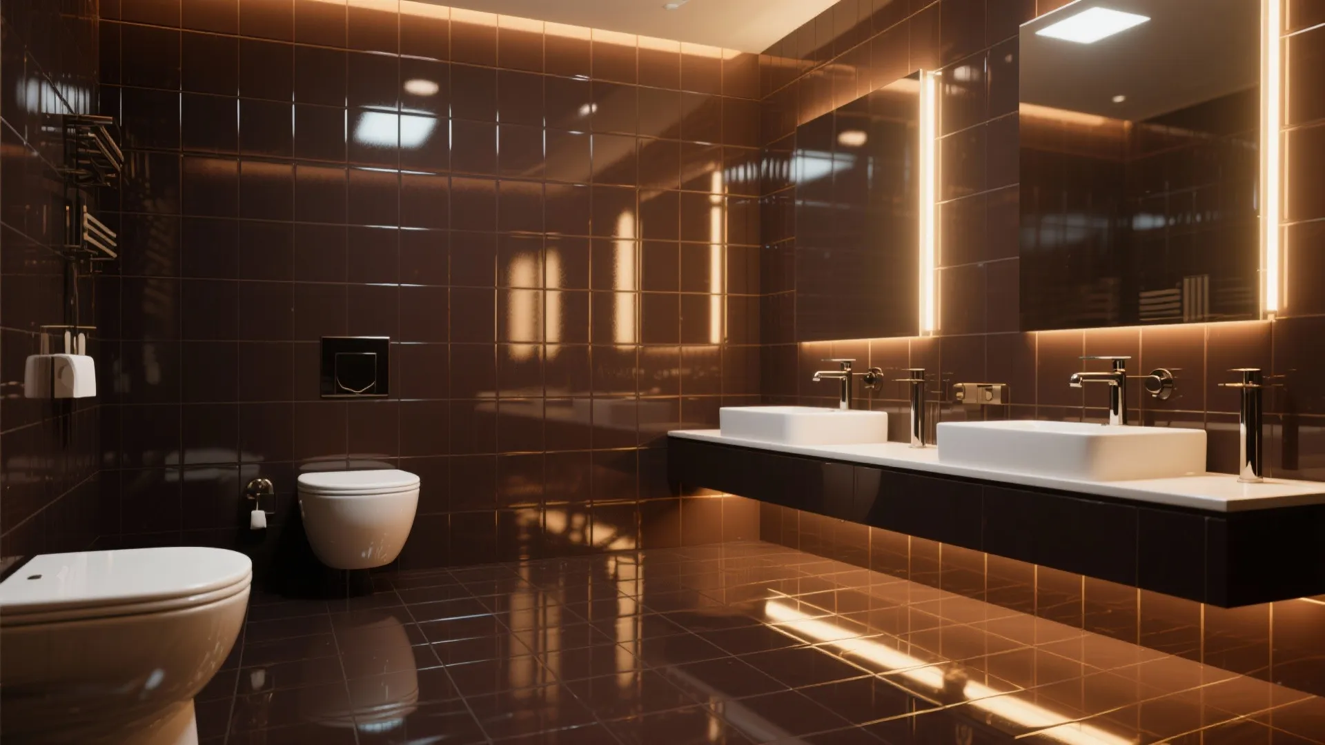 5. Chocolate Brown Tiles with Gloss Finish