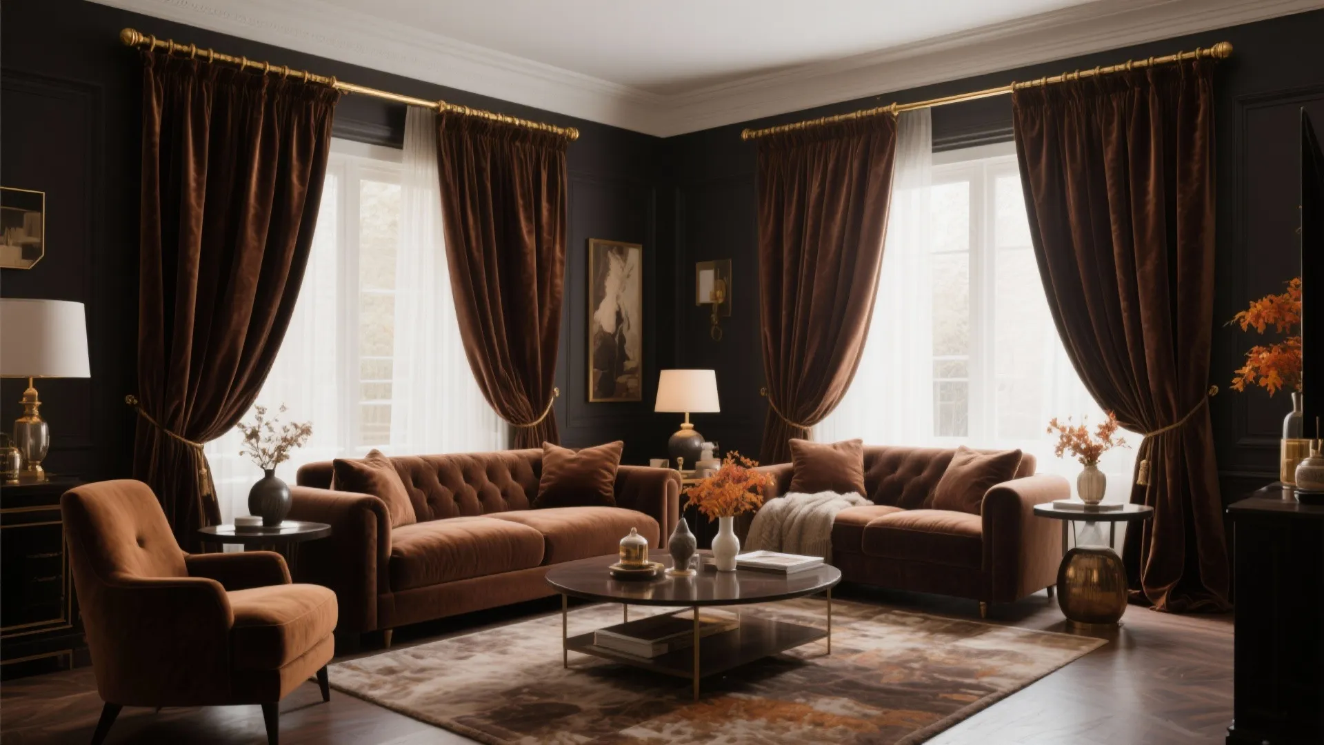 9. Chocolate Brown Velvet Panels