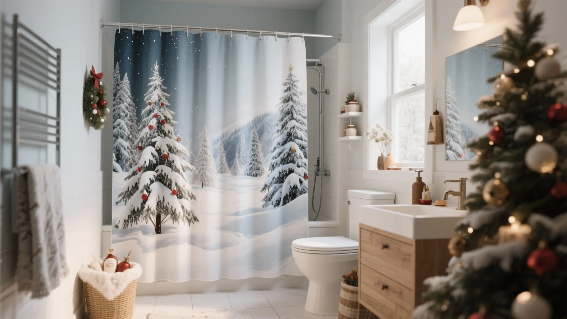 3. Christmas Shower Curtain Statement