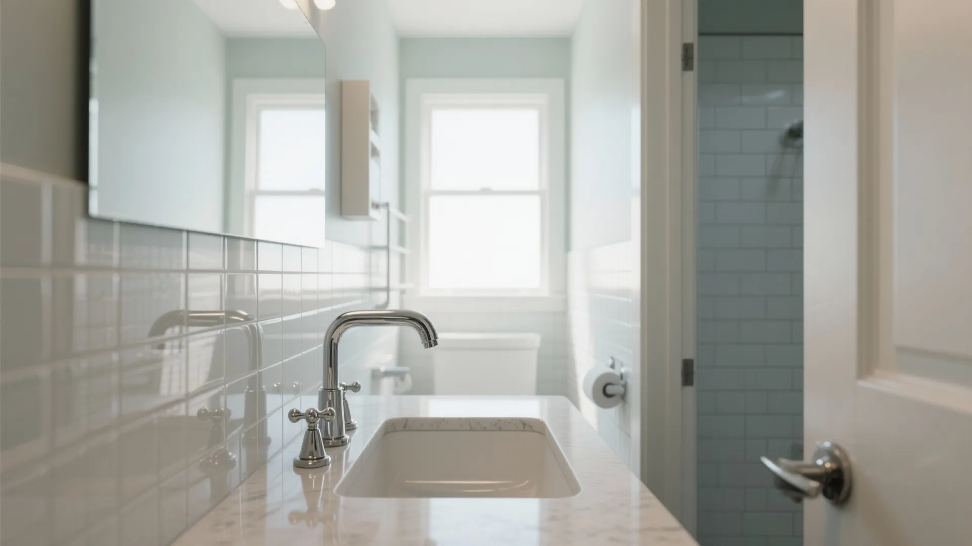 2. Pick finishes that reflect light and enlarge the space