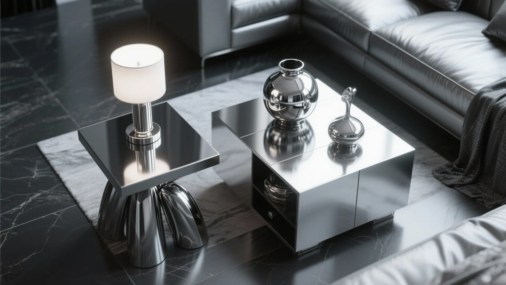 7. Chrome or Metallic Accents