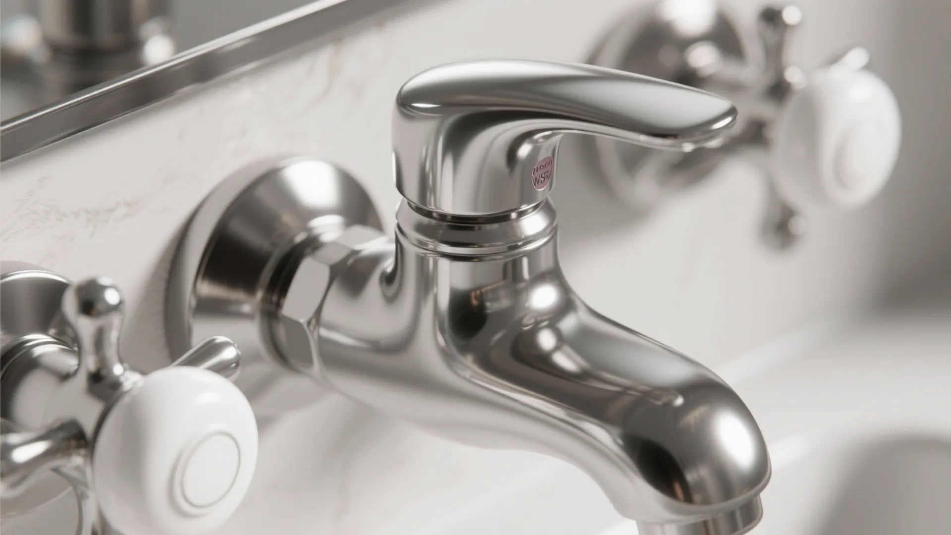 4. Polished Chrome with Glossy White Knobs for Timeless Brightness