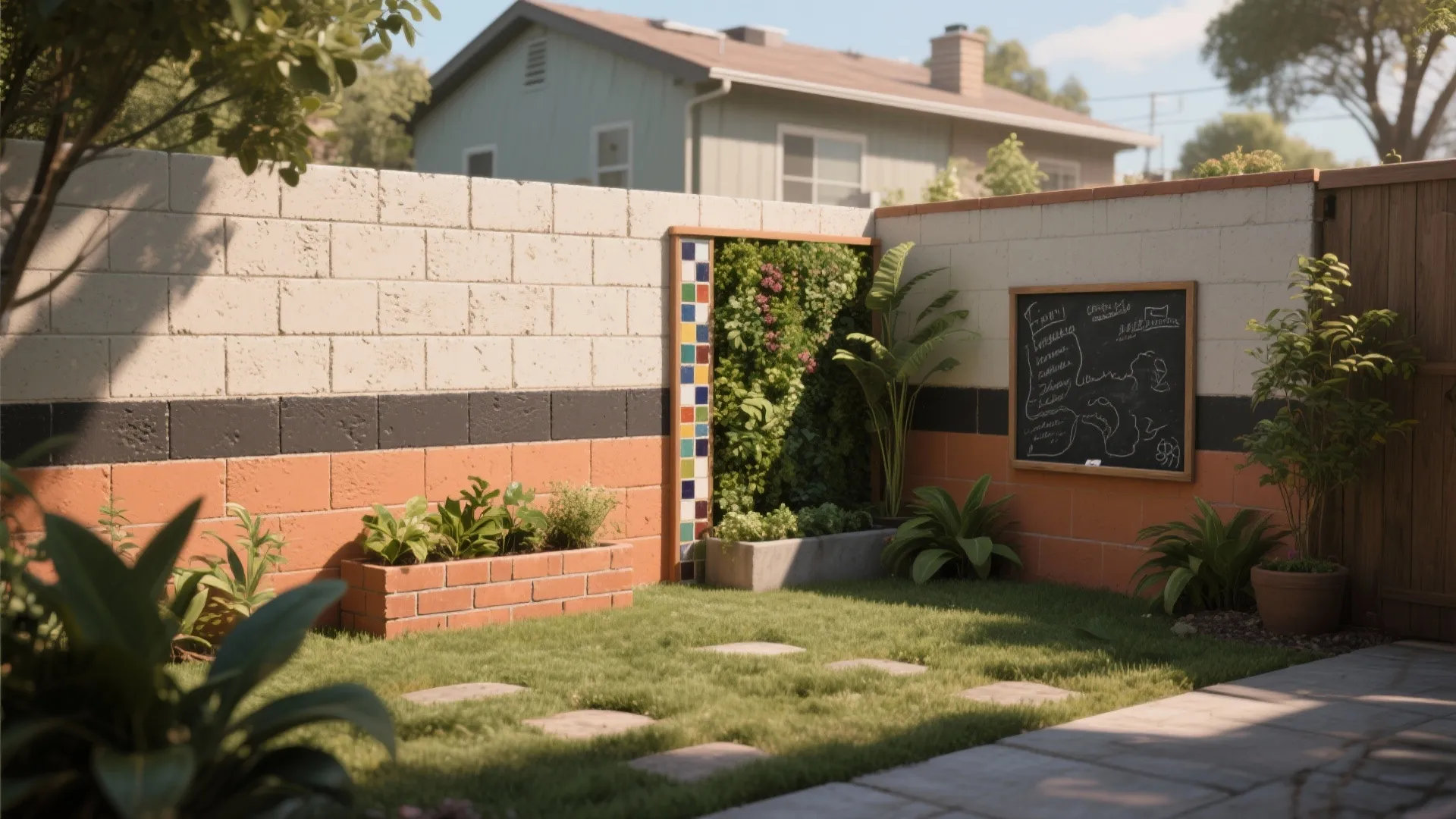 Outdoor Cinder Block Wall Paint Ideas: 5 Inspiring Looks: Creative, practical paint ideas for transforming ugly cinder block walls into backyard highlights