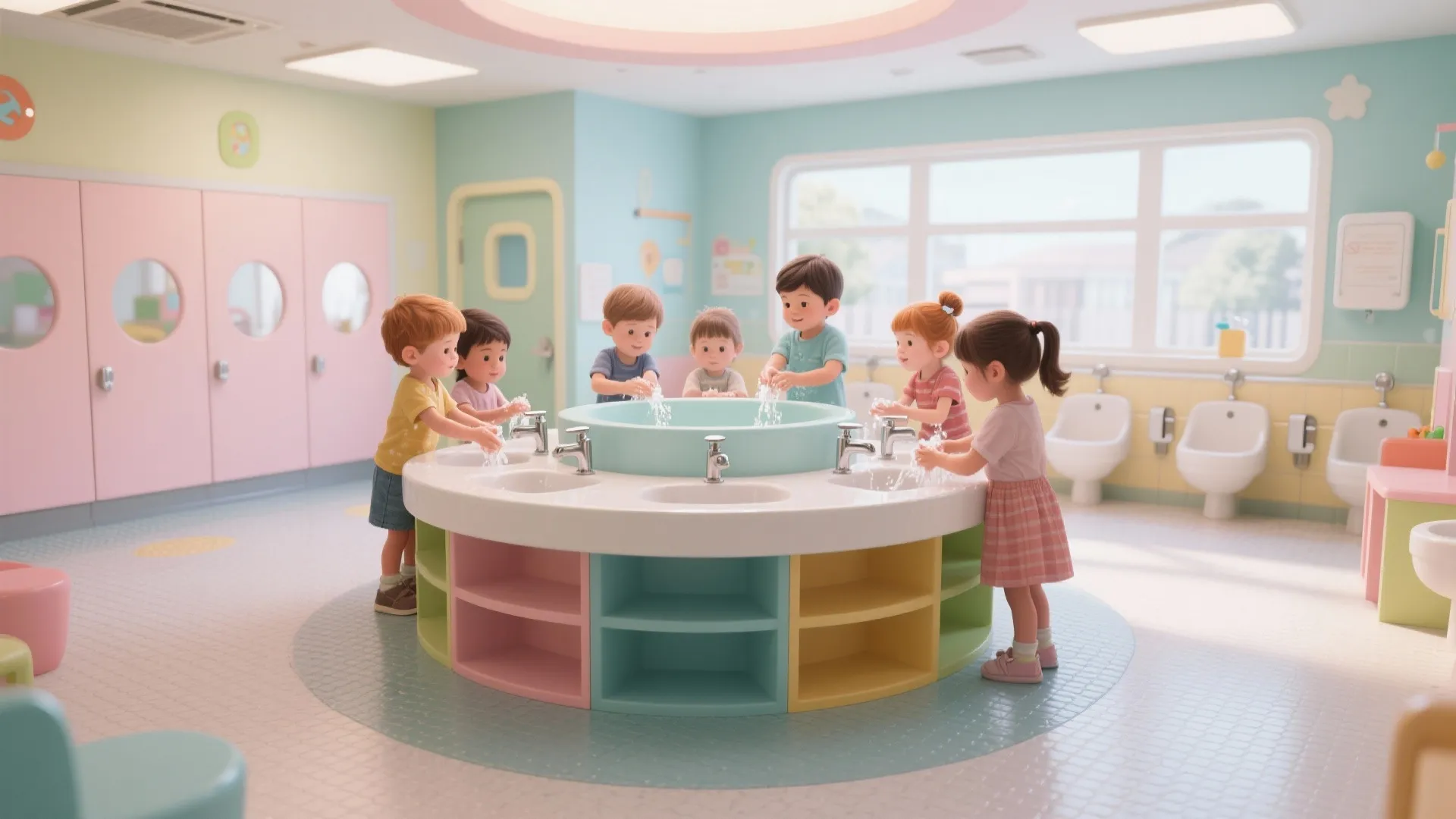 2. Circular Handwashing Stations