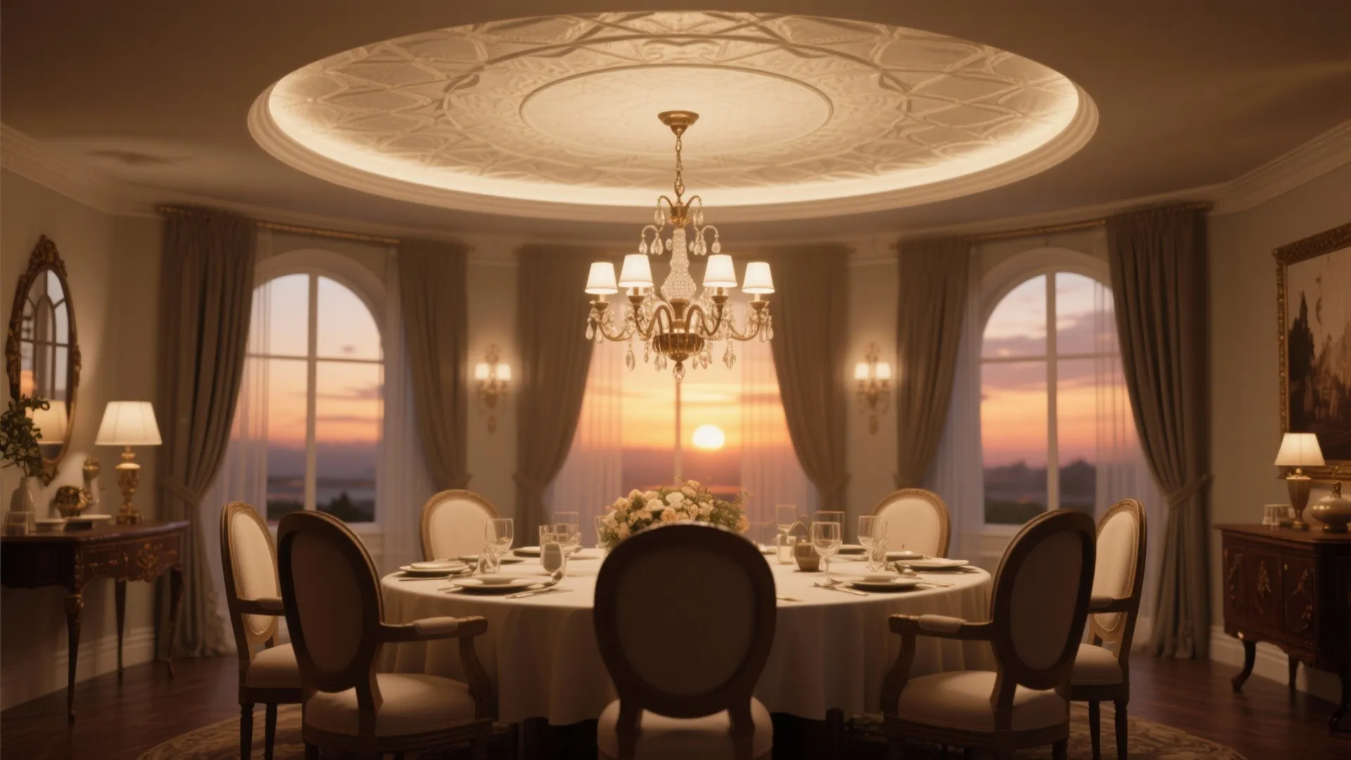 Circular Recess POP with Chandelier