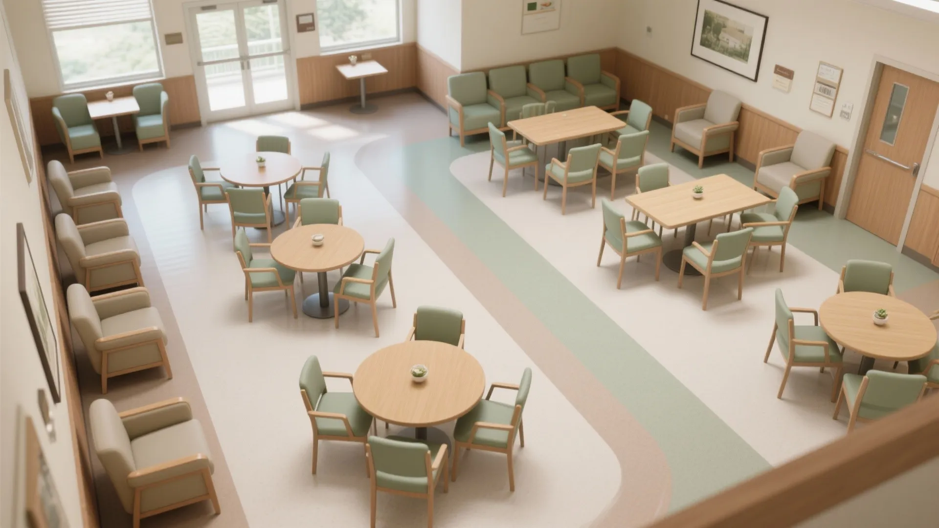 Idea 1: Map generous circulation, then flex the seating