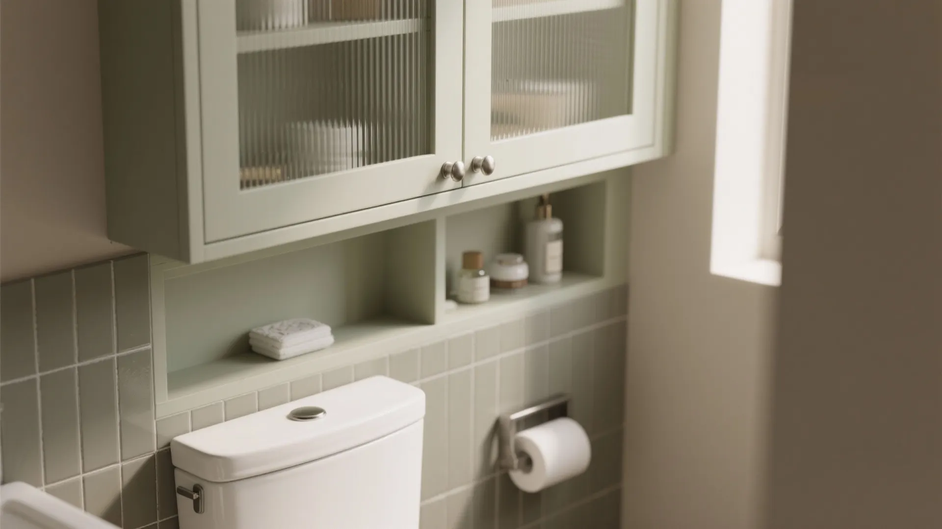 3) Sneaky storage above and around the toilet